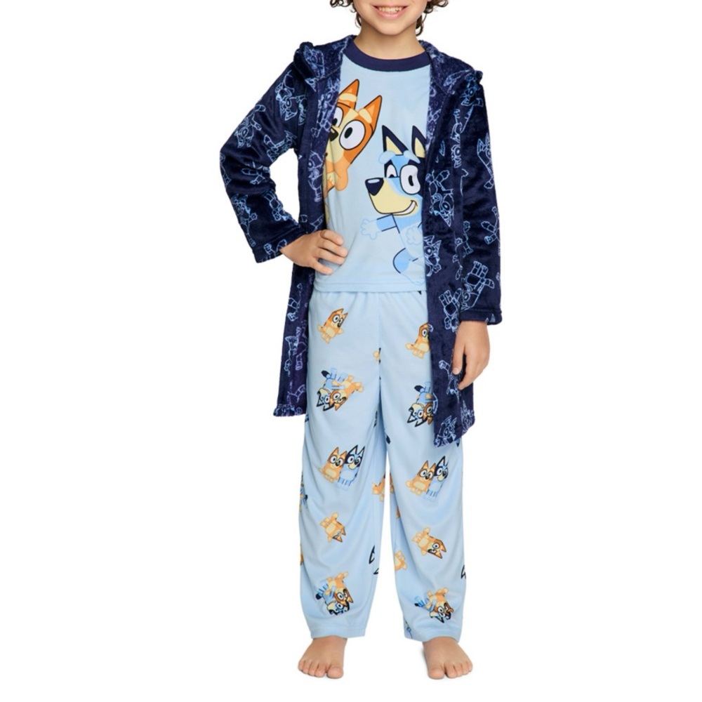 (NEW) Bluey - Character Boys 3-Piece Robe & Pajama Set